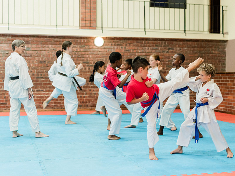 Karate training in the dojo
